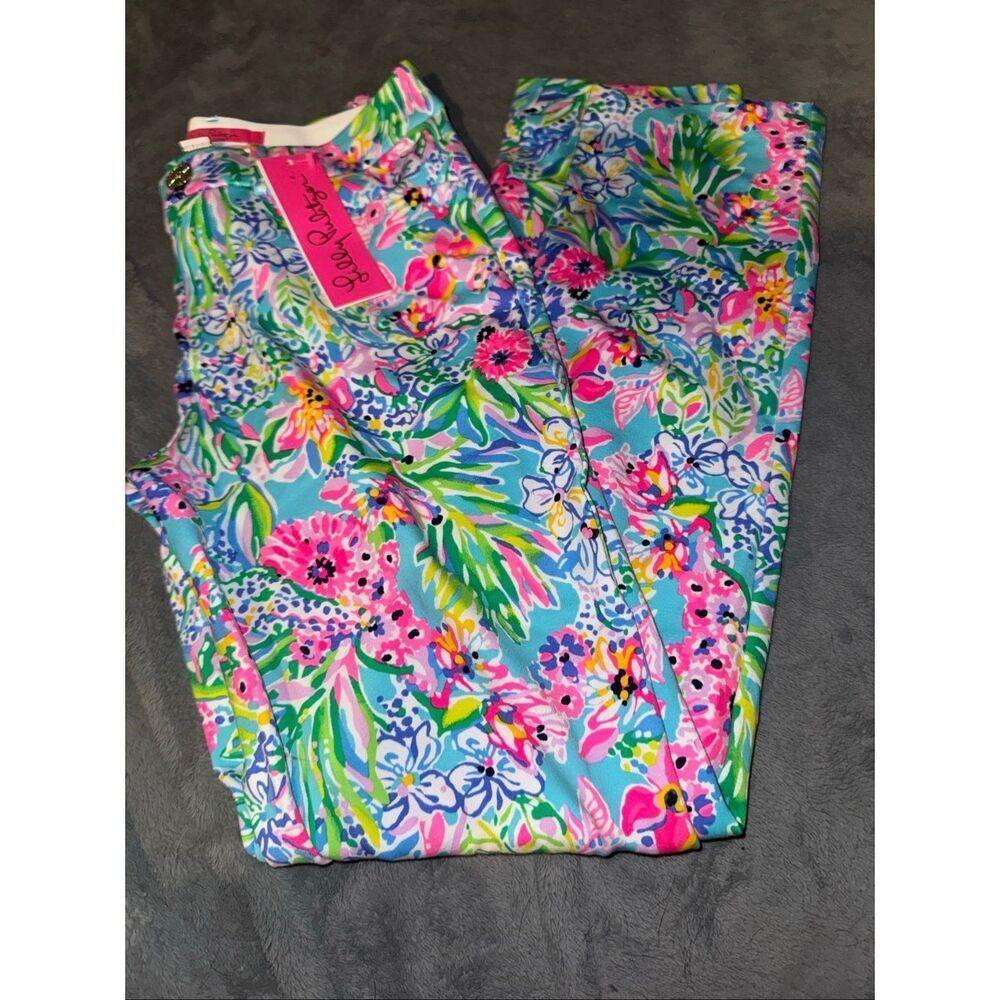 NWT Lily Pulitzer Kelly Knit Amalfi Blue Alligator Isle pants size 2